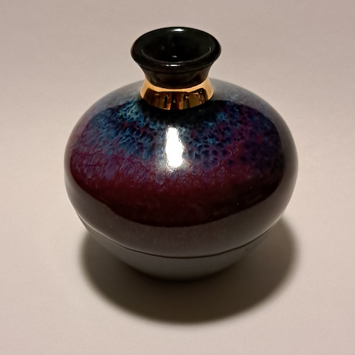 JP-015 Pottery Handmade Miniature Vase Gold, Dark Sky, Merlot, Gray $68 at Hunter Wolff Gallery