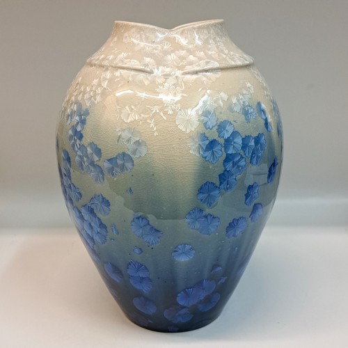 JP-023 Vase, Blue & White Crystalline  $425 at Hunter Wolff Gallery