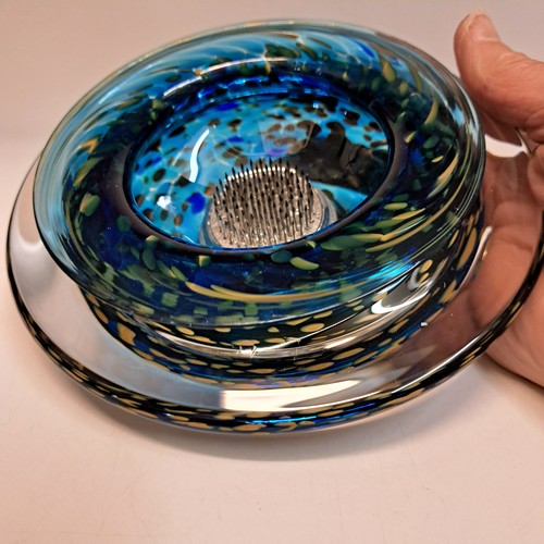 Click to view detail for GBG-024 Ikebana Bowl Blue, Small $125