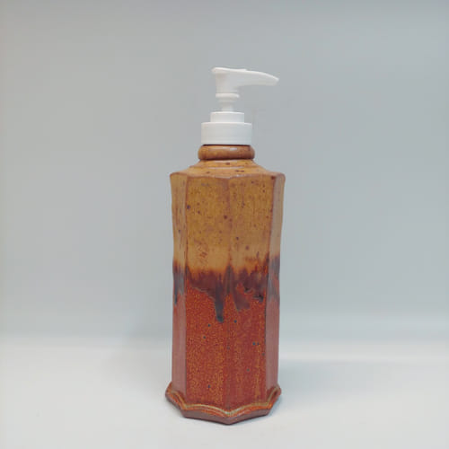 #220202 Soap Dispenser Tan/Rust $16 at Hunter Wolff Gallery