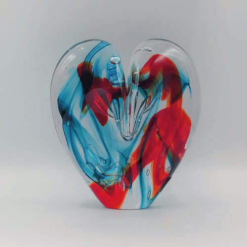 DG-037 Heart  Red & Sky Blue 4.5  $108 at Hunter Wolff Gallery