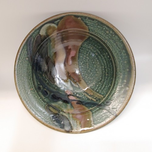 #220403 Bowl Green, Tan, Mauve 10x3 $19.50 at Hunter Wolff Gallery