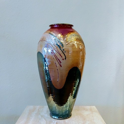 #220517A Glitter Raku Vase Tall $125 at Hunter Wolff Gallery