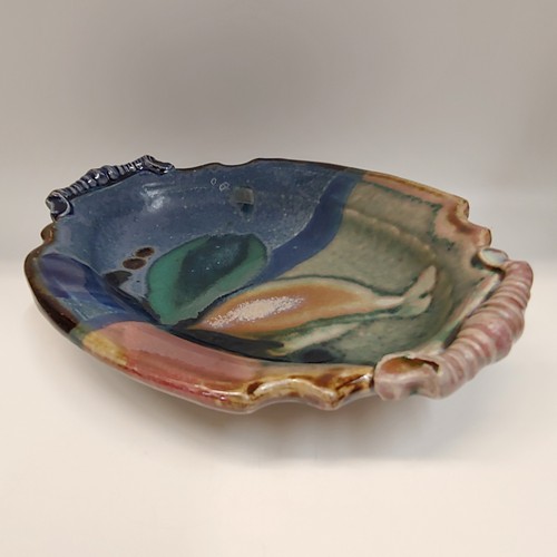 #220405 Platter Blue, Green, Rose 11x8 $18 at Hunter Wolff Gallery