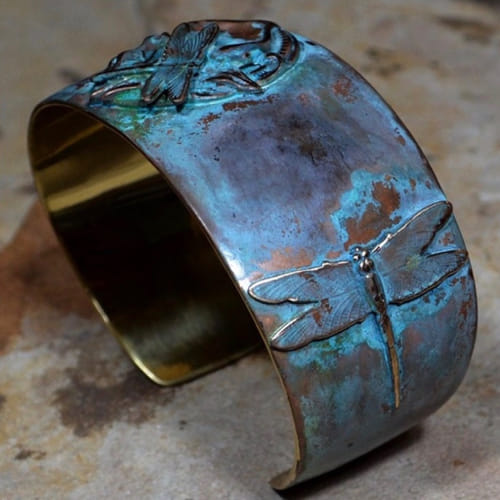 EC-073 Cuff Dragonfly on Calla Lily $126 at Hunter Wolff Gallery