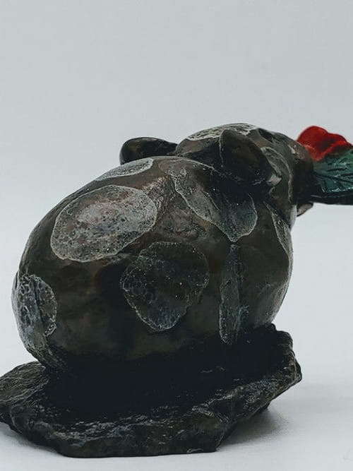 FL086 Pika Grey with Single Rose $125 at Hunter Wolff Gallery