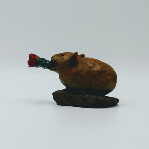 FL087 Pika Brown with Single Rose $125 at Hunter Wolff Gallery