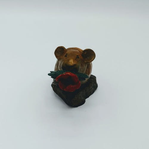 FL087 Pika Brown with Single Rose $125 at Hunter Wolff Gallery