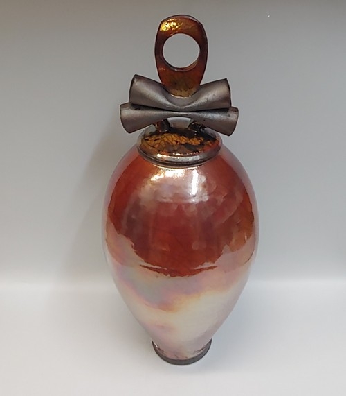 BS-010 Vase, Lidded Ferric Chloride 17x6.5 $350 at Hunter Wolff Gallery