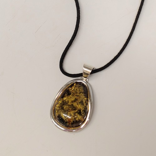 HWG-106 Pendant Green Amber; Irregular Oval $90 at Hunter Wolff Gallery