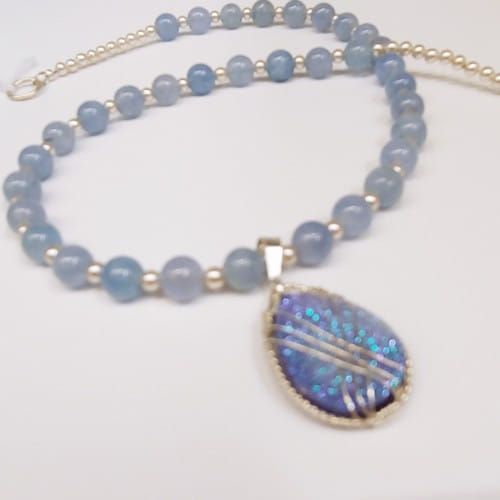 DKC-1075 Necklace, Blue Druzy $225 at Hunter Wolff Gallery