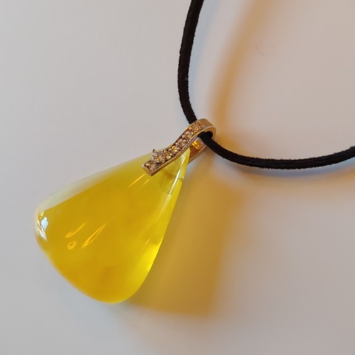 HWG-107 Pendant Yellow Triangular Shape; CZ Accent $93 at Hunter Wolff Gallery