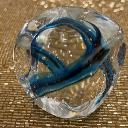 DB-1099 Paperweight - Square Teal 2.5x2.5 $75 at Hunter Wolff Gallery