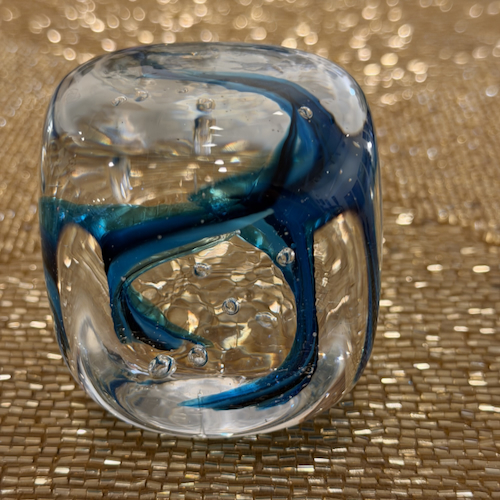 DB-1099 Paperweight - Square Teal 2.5x2.5 $75 at Hunter Wolff Gallery