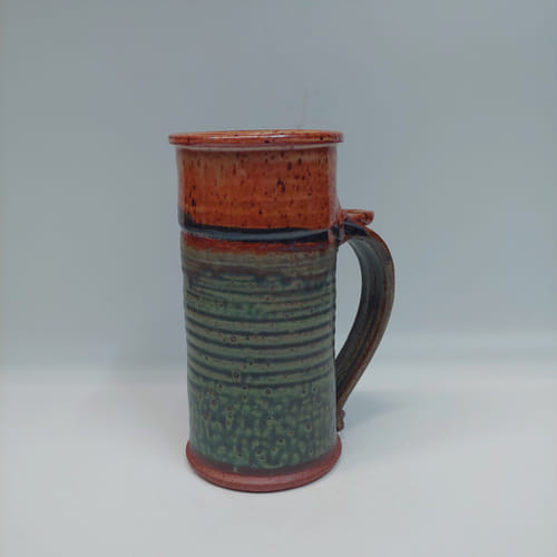 #220210 Beer Stein Green/Rust/Black $22 at Hunter Wolff Gallery