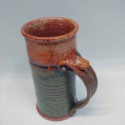 #220210 Beer Stein Green/Rust/Black $22 at Hunter Wolff Gallery