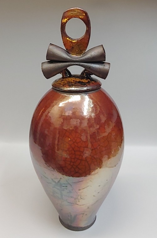 BS-010 Vase, Lidded Ferric Chloride 17x6.5 $350 at Hunter Wolff Gallery