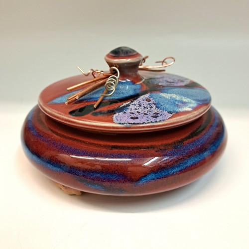#231105 Lidded Treasure Box Red/Blue $28 at Hunter Wolff Gallery