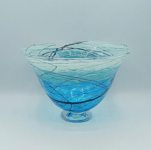 DB-603 Bowl - Aqua Lightning 9x9 $195 at Hunter Wolff Gallery