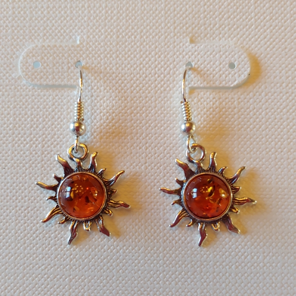 HWG-113 Earrings Amber Star Burst $25 at Hunter Wolff Gallery