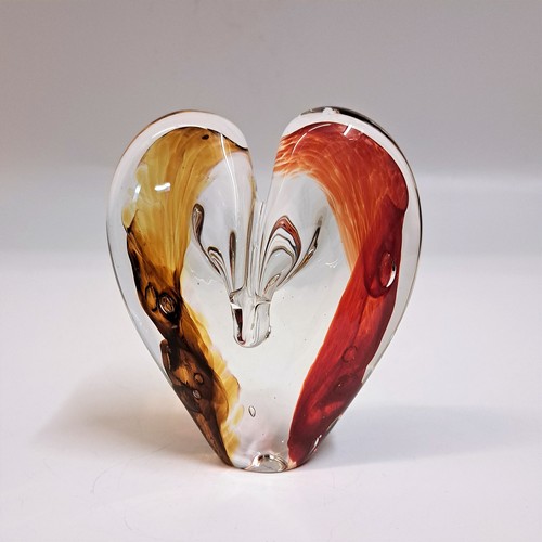 Click to view detail for DG-116 Blown Glass Heart Red & Amber $112