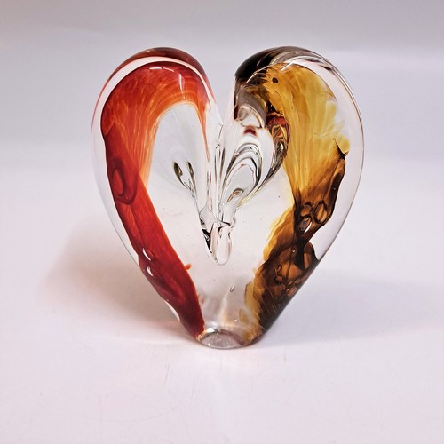 DG-116 Blown Glass Heart Red & Amber $112 at Hunter Wolff Gallery