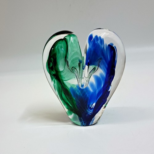 DG-117 Blown Glass Heart Cobalt & Green $112 at Hunter Wolff Gallery