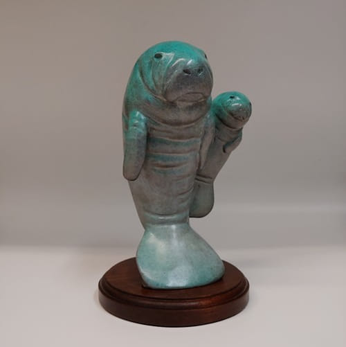 FL111 Manatee Mamma and Baby 8x5.5x5 $1150 at Hunter Wolff Gallery