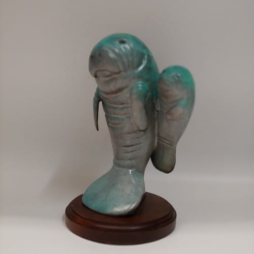 FL111 Manatee Mamma and Baby 8x5.5x5 $1150 at Hunter Wolff Gallery