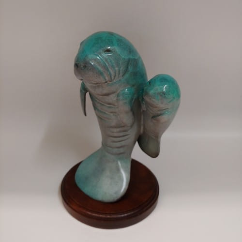 FL111 Manatee Mamma and Baby 8x5.5x5 $1150 at Hunter Wolff Gallery