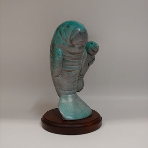 FL111 Manatee Mamma and Baby 8x5.5x5 $1150 at Hunter Wolff Gallery