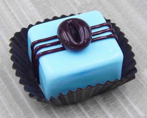 HG-077 Chocolate Blue Icing Treat with Coffee Bean $47 at Hunter Wolff Gallery