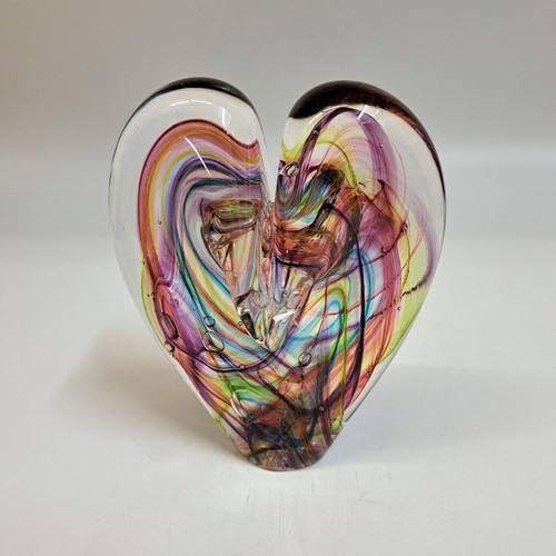 Click to view detail for DG-125 Blown Glass Heart Purple, Blue, Lime Stripes $112