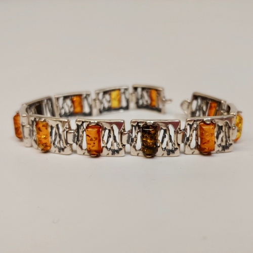 HWG-127 Bracelet Square Links, multi color amber $124 at Hunter Wolff Gallery