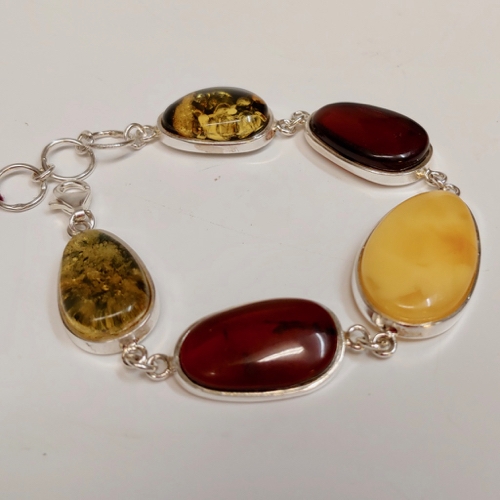 HWG-129 Bracelet 5 oval green, yellow, dark amber $176 at Hunter Wolff Gallery