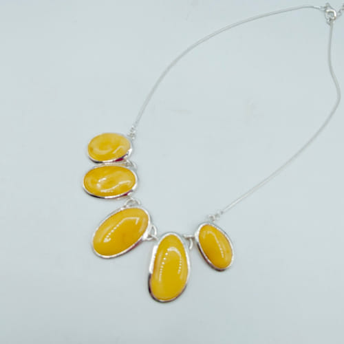 HWG-013 Necklace  Amber/Butterscotch 5 Ovals $200 at Hunter Wolff Gallery