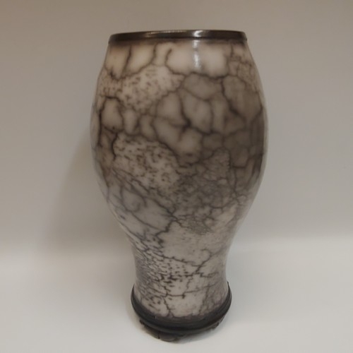 BS-013 Raku Vase, Naked 9.75x5 $175 at Hunter Wolff Gallery