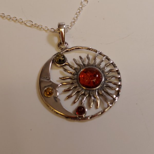 HWG-158 Pendant, Moon & Sunburst $33 at Hunter Wolff Gallery