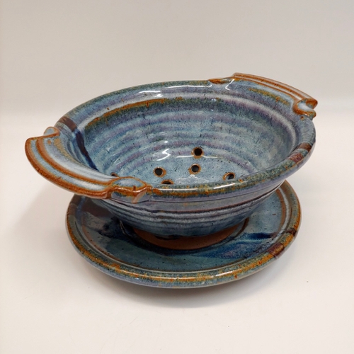 #221159 Berry Bowl with Saucer Blue/Red/White $24 at Hunter Wolff Gallery