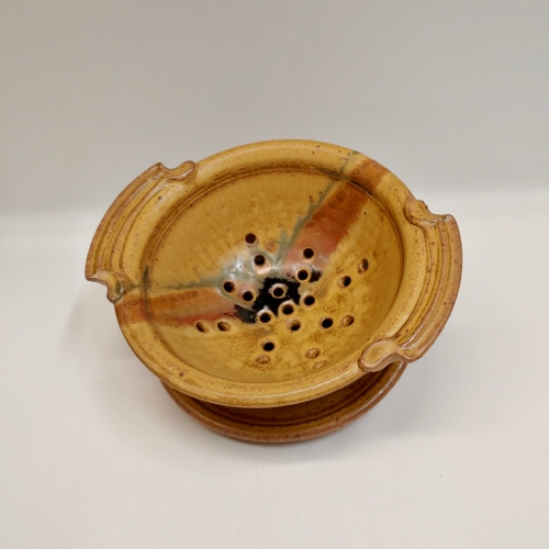 #221160 Berry Bowl with Saucer Yellow/Tan/Moss $24 at Hunter Wolff Gallery