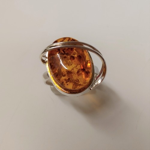 HWG-169 Ring, Amber and Silver $60 at Hunter Wolff Gallery