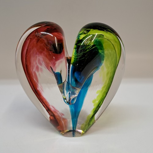 DG-169 Blown Glass Heart Rose, Teal, Lime $112 at Hunter Wolff Gallery