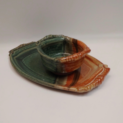 #221172 Chip & Dip Green/Rust/Blk $18 at Hunter Wolff Gallery