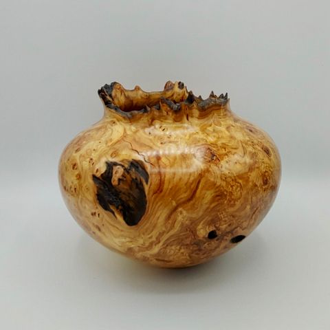 JW-172 Aspen Burl Vessel 7x8.5 $400 at Hunter Wolff Gallery