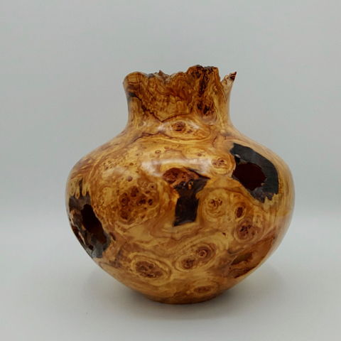 JW-173 Aspen Burl Vessel 9.5x7 at Hunter Wolff Gallery