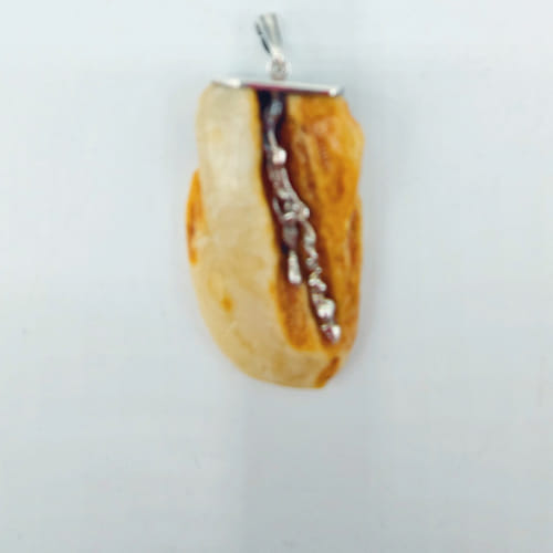 HWG-017 Pendant Amber, Raw Amber with Silver $135 at Hunter Wolff Gallery