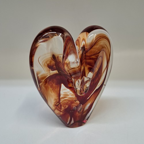 Click to view detail for DG-184 Blown Glass Heart Deep Red & Amber $112