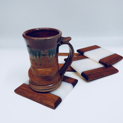 SH189  Coasters Zebra Wood/White Resin $80 at Hunter Wolff Gallery