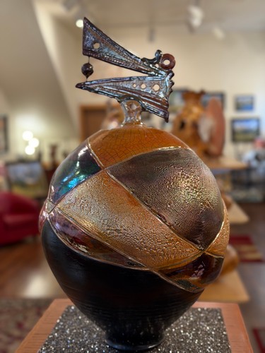 #261019 Anniversary Raku Lidded Vessel 24x12 $595 at Hunter Wolff Gallery