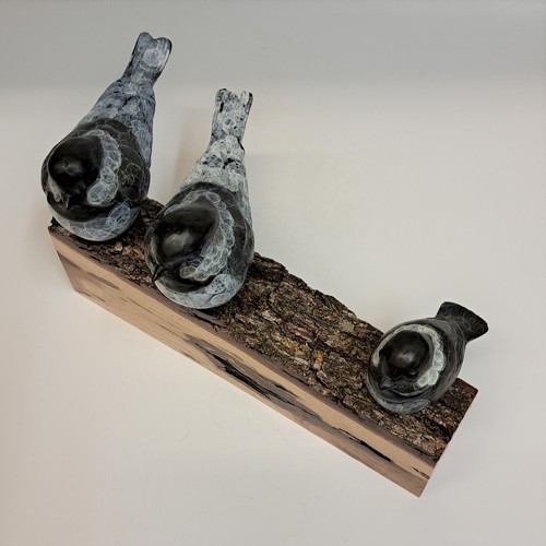 FL139 Chickadee Family on Oak $685 at Hunter Wolff Gallery